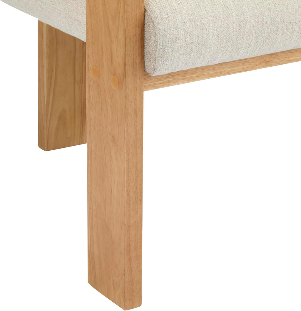 Christopher Knight Home Yorick Modern Dining Chair Set of 2 with Cushion, Solid Wood Dining Room Armchair Set, Curved Backrest Kitchen Side Chair, Living Room Comfy Extra Seat, Natural+Beige