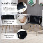 Modern Gold Glass Dining Table Set for 4, 51'' Clear Glass Top Rectangular Dinner Room Table Set, 5 PCS Luxury Kitchen Table Set, Black Woven Chair for Kitchen Apartment Living Room