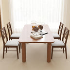 GOFLAME Dining Chairs Set of 4, Upholstered Kitchen Side Chairs with Rubber Wood Frame, Padded Seat, Cross Back, Farmhouse Armless Dinette Chairs for Dining Room, Living Room, Brown & White