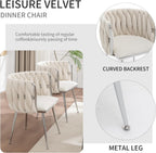 Velvet Dining Chairs Set of 4, Upholstered Dining Room Chairs with Metal Legs, Sillas de Comedor Modernas 4, Modern Kitchen Chairs for Dining Room, Living Room, Kitchen, Bedroom, Beige
