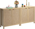 SICOTAS Rattan Sideboard Buffet Cabinet with Large Storage : Boho Credenza Coffee Bar Cabinet with Adjustable Shelves, Farmhouse Console Table for Kitchen, Living Room, Entryway, Natural, 2 Pieces