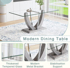 71" Glass Dining Table Set for 8, 9 Piece Dining Room Table Set with Upholstered Chairs, Kitchen Table Set for 8 for Home, Apartment, or Villa