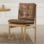 CHITA Dining Chairs Set of 2, Mid Century Modern Upholstered Kitchen Chairs with FSC-Certified Rubberwood Legs & Padded Seats,Saddle Brown