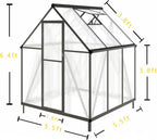 6x6 FT Greenhouse for Outdoors,Green House for Outside,Dark Gray
