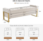 adochr 57" Storage Ottoman Bench, Upholstered End of Bed Bench, Beige | Metal Legs & Button-Tufted, Linen Ottoman with Storage 500 lb Capacity for Living Room, Bedroom, Entryway