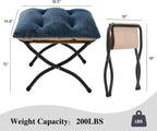 15"(H) Folding Ottoman, Foldable Footrest Stool, Portable Small Foot Stool for Couch, Collapsible Foot Rest Ottoman for Sofa, Accent Padded Ottomans for Living Room, Bedroom, Navy Blue