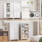 Kitchen Pantry Cabinet, 47.2" H Tall Storage Cabinet with Doors, White Freestanding Kitchen Cabinet for Kitchen, Dining Room & Pantry Organization, Adjustable Shelves, 47.2" Hx23.6 Wx11.8 D