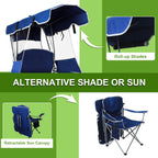 Romswi Folding Canopy Beach Camping Chairs for Adult 2 Pack, Portable Outdoor Chairs with Sunshade,Cup Holder & Side Pocket for Camping, Fishing, Beach, Backyard, Navy