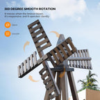 Wooden Windmill, Weather-Proof Wind Spinner, Outdoor Wind Mill for Garden Lawn Patio Decoration (Carbonized, Medium)