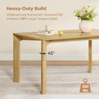 CHITA 59" Mid Century Modern Dining Table for 6, Rectangle Wood Kitchen & Dining Room Table, Solid Rubberwood Frame, Oak Venner