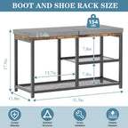 Shoe Rack for Entryway, Freestanding Hidden Shoe Storage Organizer, Boot Shoe Bench Shelves for High Heels with Seat cushion, Narrow Wood Shoe Rack for Entrance Closet, Hallway, 3 Tier (Gray+Black)