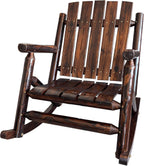Rustic Log Wooden Rocking Chair, Handcrafted Solid Fir Wood Outdoor Rocker for Porch, Patio, Heavy-Duty 700 LBS, Weather-Resistant Finish, Natural Charm (Deep Brown)