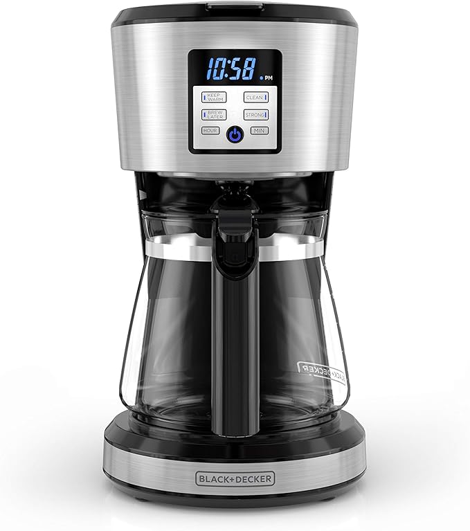 BLACK+DECKER 12-Cup Coffeemaker, Programmable, Exclusive VORTEXTM Technology, CM1331S-1