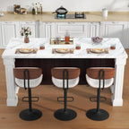 Gyfimoie 71" Large Imitation Marble Dining Table with Roman Column,36" H Island Table with Charging Station,Mordern Kitchen Island,Home Bar Unit for Home Kitchen, Living Room, Balcony, Basement