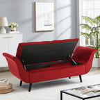 65" Storage Benches Velvet End of Bed Bench Storage Ottoman with Button-Tufted Large Upholstered Window Bench with Storage Shoe Cabinet Bench, for Bedroom, Entryway, Closet(Red)
