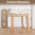 18" Small Vanity Chair Ottoman Bench Saddle Cushion Linen Beige | Soft Saddle Linen Stool, Footrest, Ottoman, Compact for Bedrooms, Living Rooms. Sturdy Esay Assembly(Classic-Beige)