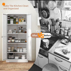 White Metal Kitchen Pantry Cabinet, Adjustable Shelves Storage Cabinet with Silent Magnetic Door, Freestanding Storage Cabinet for Small Kitchen Living Room Pantry, 27.6x13.8x72 Inches