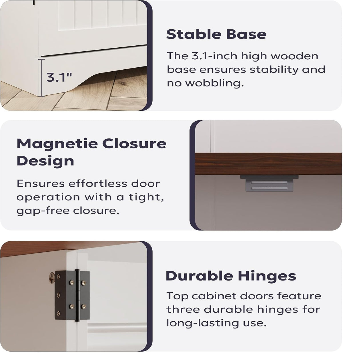 Furnify 72" Tall Kitchen Pantry Cabinet with Door Organizer, White | Farmhouse Rustic Tall Buffet Cabinet with Adjustable Shelves, Freestanding Storage Cupboard for Kitchen Dining Room Bathroom