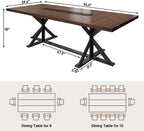 Hlivelood Dining Table for 8 10 People,Rectangular Kitchen Farmhouse Table W/Waterproof Wood Tabletop,Long Dining Room Tables W/Wood Strip Base for Kitchen Living Room(94IN BR&BK)