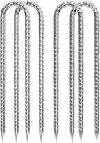 Rebar-Stakes-12-Inch, Ground Stakes Heavy Duty U-Hook Galvanized Anti-Rust Ground Anchors for Camping Tent Trampoline Accessories Dog Fence Chicken Coop Deer Fence 4pcs