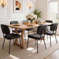 OLIXIS Dining Chairs Set of 6, Modern Upholstered Mid Century Kitchen Chairs with Faux Leather Cushion Seat, Backrest & Metal Legs for Living Room, Bedroom, Home Office, Black