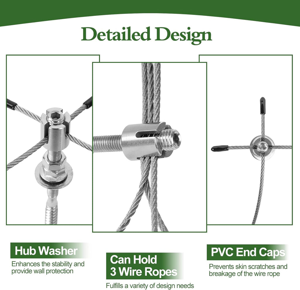 SPECILITE Wire Trellis for Climbing Plants Outdoor, 30-Set T316 Stainless Steel Kit, 1/8in x 150ft Ropes with Cable Cutter, Espalier System for Fence Wall and Garden DIY