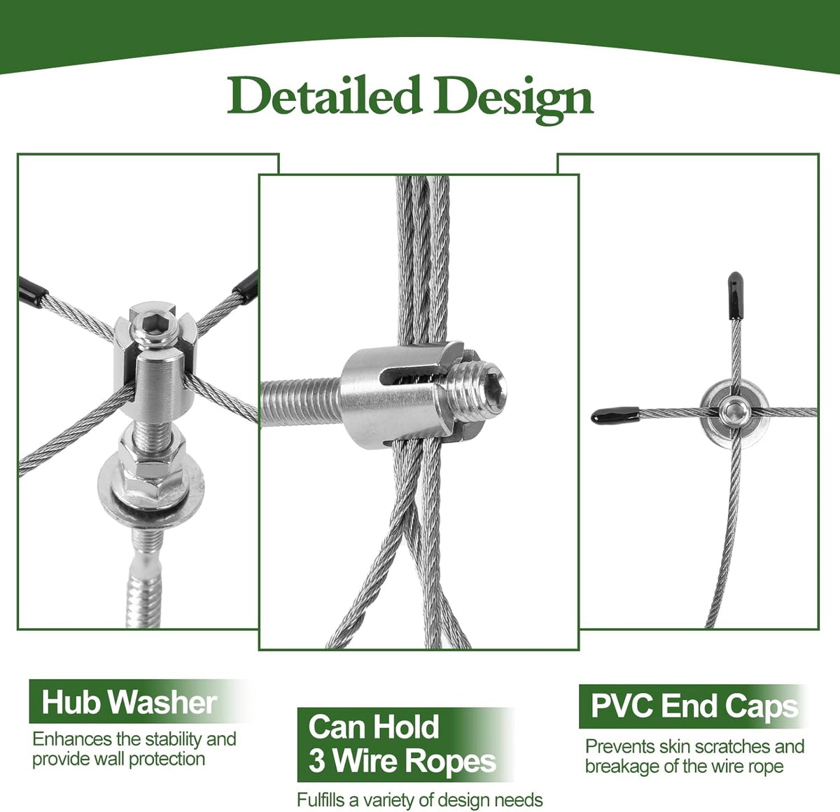 SPECILITE Wire Trellis for Climbing Plants Outdoor, 30-Set T316 Stainless Steel Kit, 1/8in x 150ft Ropes with Cable Cutter, Espalier System for Fence Wall and Garden DIY