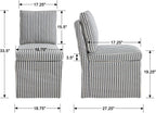 Kmax Slipcovered Dining Chairs Set of 4, Modern Upholstered Armless Kitchen Chair, Accent Single Sofa Chair for Diningroom Livingroom, Blue Stripe
