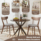 NAFORT Round Dining Table Set for 2, Mid-Century Modern Table and Chairs, Wood Kitchen Table w/Cushioned Chairs, Compact 3 Piece Dinette Set for Office, Bistro, Small Spaces, Kitchen, Restaurant