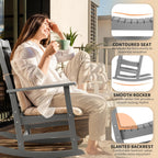 FUNBERRY Oversized Outdoor Rocking Chair, Poly Lumber Rocker, Patio Rockers | HDPE All Weather, High Back, No Rot or Rust or Crack, UV Fade Shield, Easy-Clean for Patio Garden Outside
