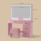 DWVO Makeup Vanity Table with 3 Light Modes | 4 Storage Drawers, Built‑in Power Outlets & Hairdryer Holder, Makeup Table with Cushioned Stool