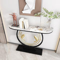 Narrow Long Entryway Accent Table with Marble Tabletop,Modern Console Table with Geometric Metal Legs,with Geometric Metal Frame,for Corridor/Entrance/Living Room/Bedroom(B,100cm/39.4in)