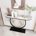 Narrow Long Entryway Accent Table with Marble Tabletop,Modern Console Table with Geometric Metal Legs,with Geometric Metal Frame,for Corridor/Entrance/Living Room/Bedroom(B,100cm/39.4in)