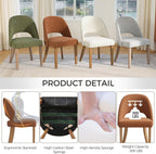 Wooden Dining Chairs Set of 2, Upholstered Modern Chenille Dining Room Chair Kitchen Chairs, Comfy Farmhouse Dinner Chair for Kitchen Dining Room, Orange