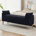 67'' King Size Storage Bench for Bedroom End of Bed,Linen Bedroom Bench with Storage for Foot of Bed,Upholstered Storage Ottoman Bench with Cushion and Wood Legs for Living Room Entryway Window,Black