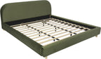 Merax Queen Velvet Fabric Platform Bed with Curved Headboard, Olive Green
