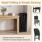 GOFLAME Folding Dining Chairs Set of 2, Faux Leather Upholstered Kitchen Chairs with Padded Seat and Backrest, Solid Wood Foldable Chairs for Living Room, Dining Room, Restaurant, Black