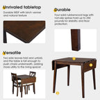 LUMISOL 3 Piece Drop Leaf Dining Table Set with 2 Chairs, Solid Wood Extensible Counter Height Bar Table Set for Small Places, Brown