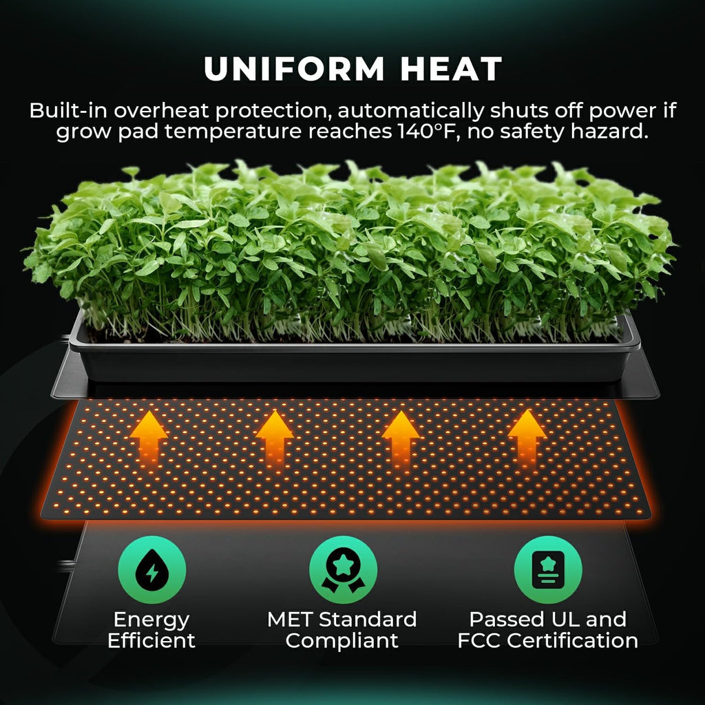 MARS HYDRO 10''x 20.75'' Seedling Heat Mat with Thermostat Combo Set，Heating Pad for for Germination, Indoor Gardening, Greenhouse