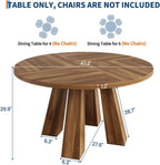 GarveeHome Round Dining Table for 4 People, Round Kitchen Table for Kitchen & Dining Room, Walnut(Table Only, 47 Inch)