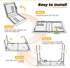 4ft Portable Folding Table, Indoor Outdoor Plastic Dining Table w/Handle, Fold-in-Half Utility Foldable Table for Camping, Picnic and Party, White