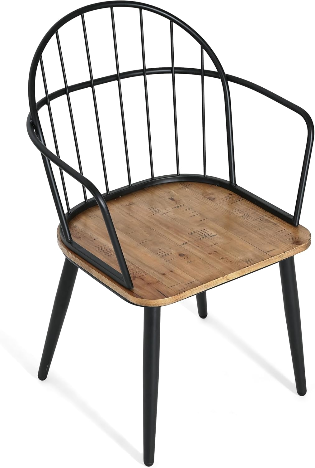 Christopher Knight Home Drats Dining Chairs Set of 2, Accent Dining Chair, Birch Finish Seating Kitchen Chair, Bucket Backrest Metal Frame Armchair, Industrial Dining Chair for Dining Room, Natural