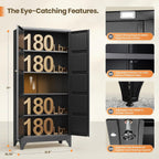 Yizosh Metal Storage Cabinet with 2 Doors and 4 Adjustable Shelves - 71" Black Kitchen Pantry Storage Cabinet,4-Tier Tall Steel Cabinet Locker for Living Room,Dining Room,Kitchen
