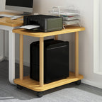 Sofa Side Table with Wheels,Wooden Night Stand with Open Shelf,2 Tier Small Rolling Tea Cart and Coffee Cart for Living Room,Kitchen, Bedroom, Office (Modern)