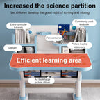 Kids Desk and Chair Set,Height Adjustable Children Study Desk Chair Set,School Student Writing Desk Table with Drawer Bookstand,Ergonomic Student Learning Table Desk Chair for Girl Boy, Blue C