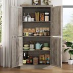 Farmhouse Kitchen Pantry Cabinet,69.1" Tall Kitchen Storage Cabinet with Adjustable Shelf,Modern Bathroom Storage Cabinets,Freestanding Floor Cabinets Cupboard for Living Room,Dining Room (Retro Grey)