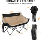 REALEAD Heated Double Camping Chair - Heated Loveseat Camping Chairs for Adults with 3 Heat Levels and 4 Heating Zones - Oversized Heated Chairs Outdoor Sports Supports 650 lbs Battery NOT Included