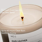 Oud & Leather Scented Candle, 11oz Aromatherapy Soy Wax Candles for Home Scented, Long Lasting, Oud Leather Scent for Home, Gifts for Men, Women, Friends, Teacher, Relaxation & Stress Relief