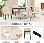 MALOL Dining Chairs Set of 6, Modern Dining Chairs, Fabric Upholstered Dining Chairs, Kitchen Chairs with Curved Back and Metal Legs for Dining Room Kitchen Restaurant, Beige