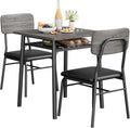 IDEALHOUSE Small Dining Table Set for 2, 3-Piece Dining Set with Storage Rack, Wood Kitchen Table with Upholstered Chairs, Square Table Set with Metal Legs Support, for Dining Room, Living Room, Grey